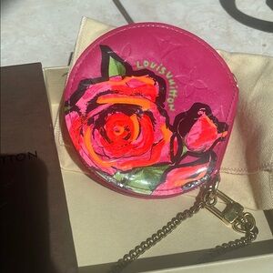 Authentic Louis Vuitton vernis sprouse rose Pink Rose Coin Purse/ key holder